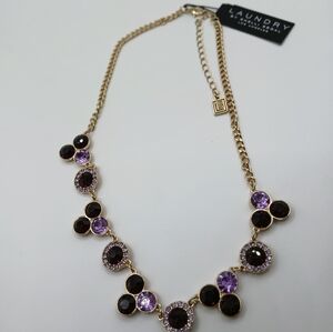 LAUNDRY By SHELLI SEGAL Purple Deep  Clear Faux Gem tones Necklace NEW W/ TAGS